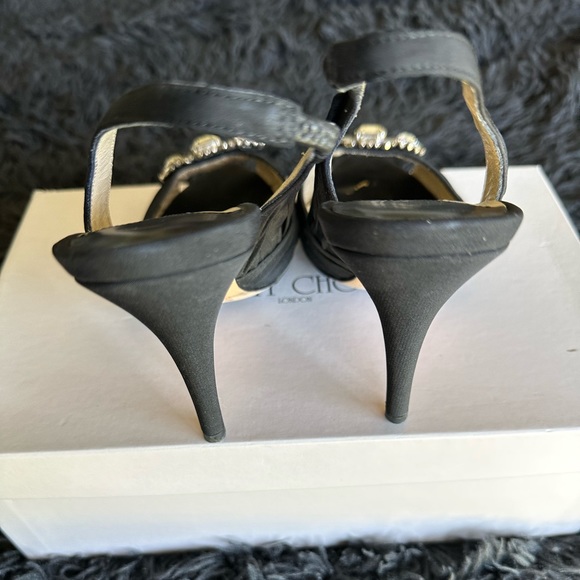 Jimmy Choo bejeweled black satin pumps - Picture 3 of 7